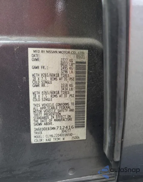 2021 Nissan Frontier S from USA, damaged, VIN 1N6ED0EB3MN712416